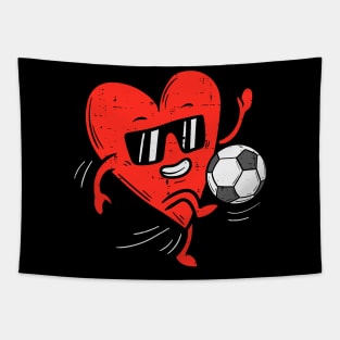 Heart Playing Soccer Valentines Day Football Girls Boys Tapestry