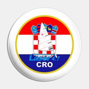 laser class sailboat on flag Croatia Pin