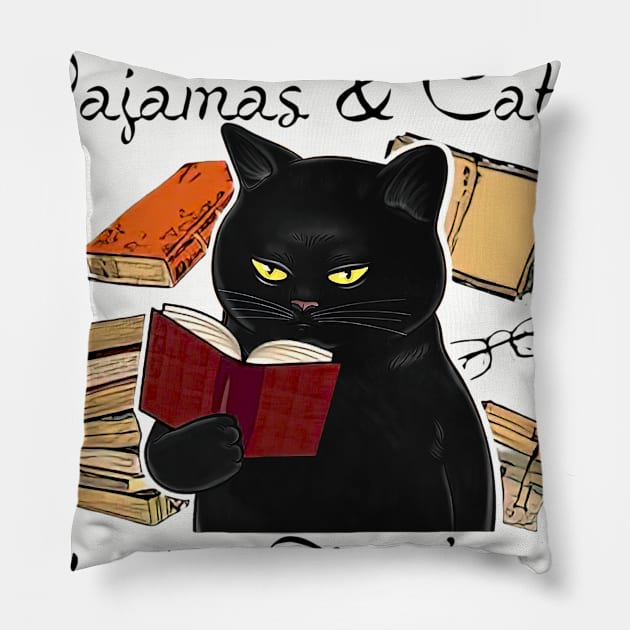 Black Cat Books Pajamas And Cat Yeah That’s Me Pillow by Phylis Lynn Spencer