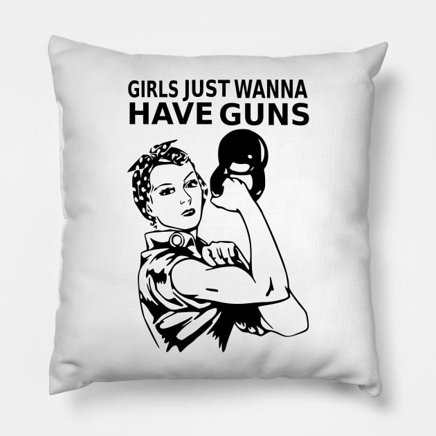 girls just wanna have fun Pillow by black and white prints