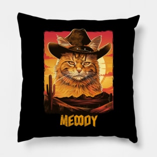 Cat Cowboy Adventures Wild West Pillow