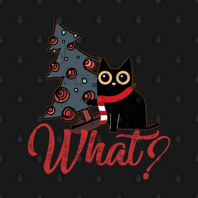 Cat What Humor Christmas Horror Suspicious Cat Xmas Tree by alcoshirts