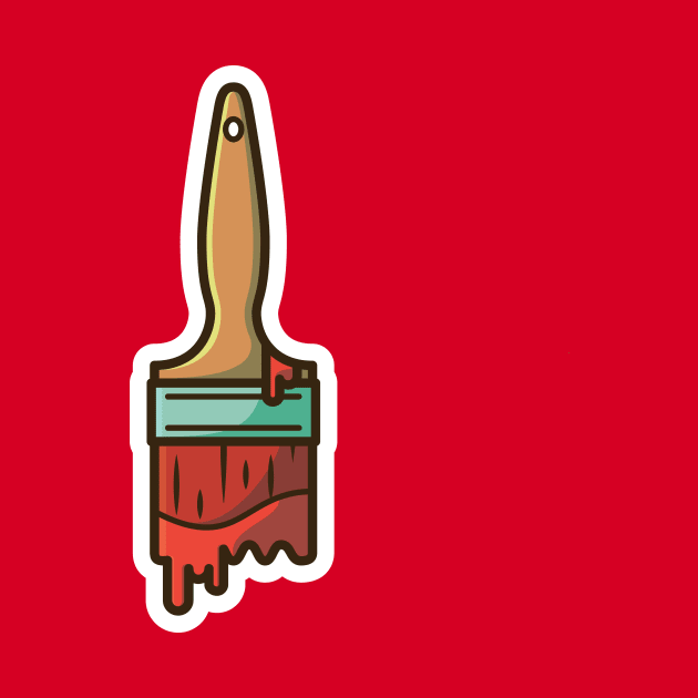 Paint Brush Sticker design vector illustration. Painting working tool equipment icon concept. Paint Brush sticker vector design with shadow. by AlviStudio