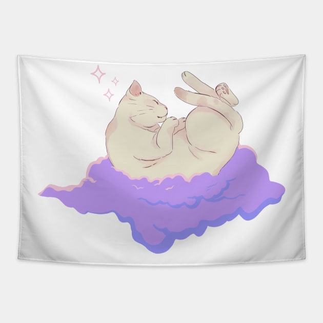 Sleepy Cat Lofi Tapestry by by Patricia White