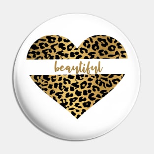 Leopard print heart Pin