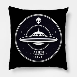 Alien Adventures Club - Sci-Fi Flying Saucer Design Pillow