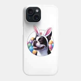 Boston Terrier in Bunny Ears Celebrates Easter Joy Phone Case