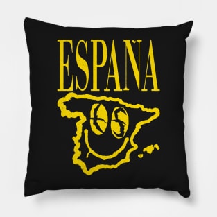 Grunge Spain Spanish Eyes Smiling Face Yellow Pillow