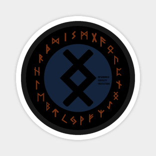Blue Inguz Futhark Rune Symbol Magnet