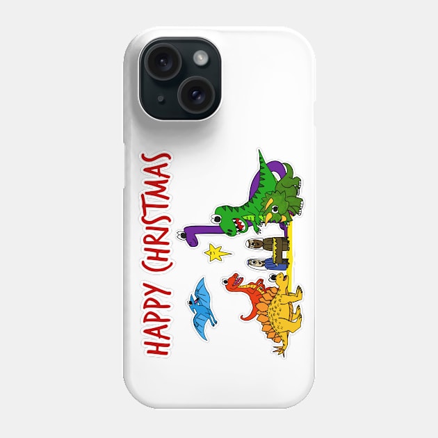 Christmas Dinosaur Nativity Jesus Funny Christian Humor Phone Case by doodlerob