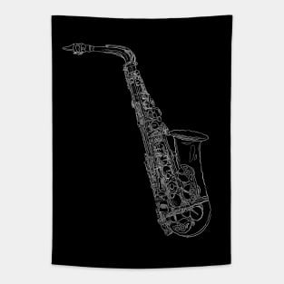 Black and white saxophone Tapestry