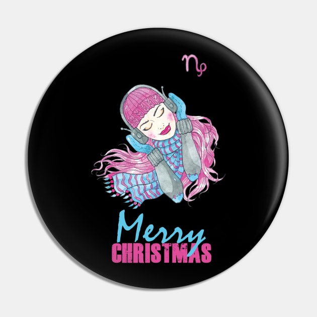 Merry Christmas Capricorn Winter Holidays Pin by Fun Planet
