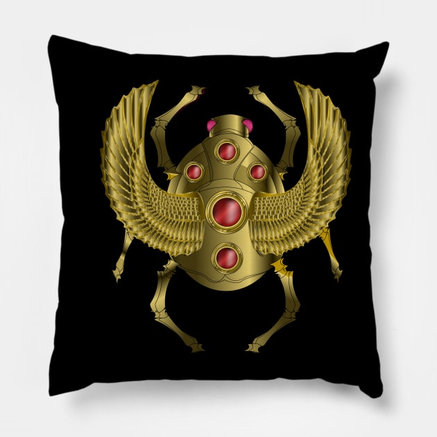 Gold Winged Beetle Pillow by geodesyn