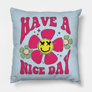 Have a Nice Day with Retro Blooms & Smiles: 70's & 80's Inspired Motivation Pillow