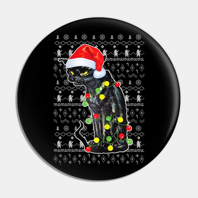 Annoyed Black Cat Is This Jolly Enough Funny Christmas Gift Pin by SloanCainm9cmi