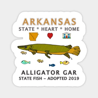 Arkansas - Alligator Gar - State, Heart, Home - State Symbols Magnet