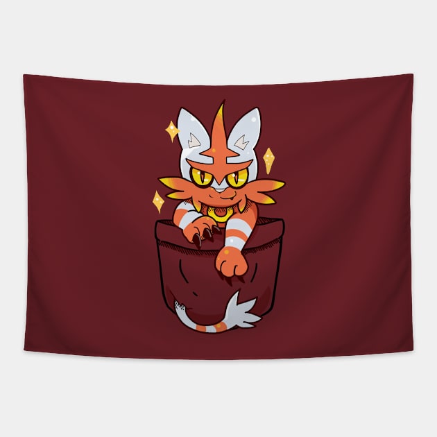 Pocket Shiny Flame Cat Tapestry by TechraPockets