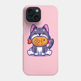 Cute Cat With Fish Cartoon Phone Case