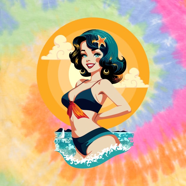 Girl Pin Up Summer Beauty Retro Pop Art Model by BluedarkArt