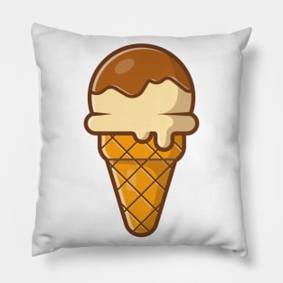 Cone ice cream  with chocolate cartoon Pillow