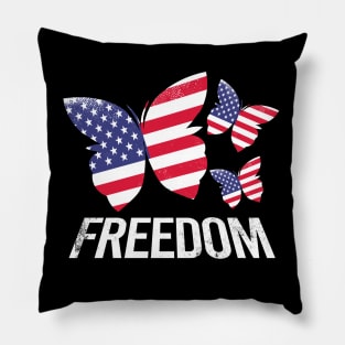 Butterflies Flying American Flag Freedom Pillow