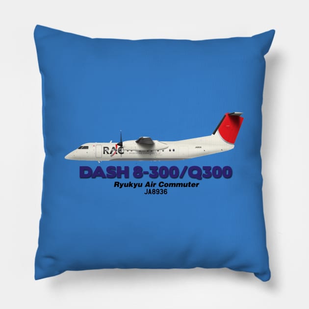 DeHavilland Canada Dash 8-300/Q300 - Ryukyu Air Commuter Pillow by TheArtofFlying