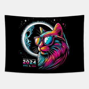 Galactic Gaze: Feline Witness to the 2024 Eclipse Tapestry