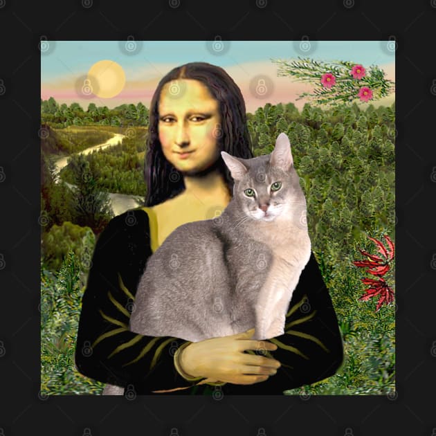 Mona Lisa and Her Blue Abyssinian Cat by Dogs Galore and More