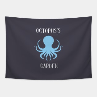 Octopuss Garden, white blue Tapestry