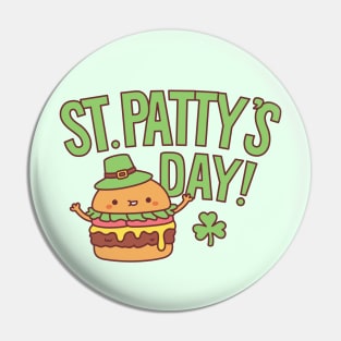 Funny St Patty's Day Burger Patty Leprechaun Hat Pin