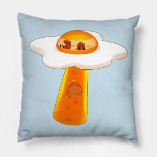 U.F.E. - Unidentified Frying Egg - Breakfast UFO Abducting Chicken Pillow