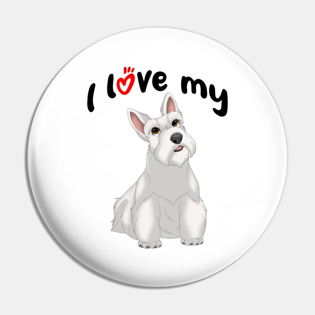 I Love My White Scottish Terrier Dog Pin by millersye