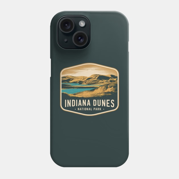 Indiana Dunes National Park Landscape Emblem Phone Case by Perspektiva