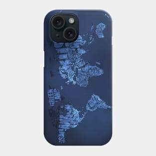 Typographic World Map (Night) Phone Case