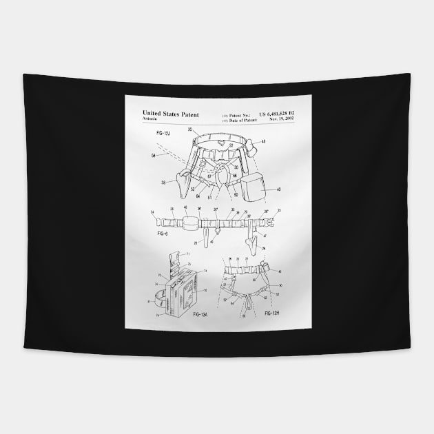 Climbing Equipment Patent - Climbing Fan Outdoors Hiking Art - White Tapestry by patentpress