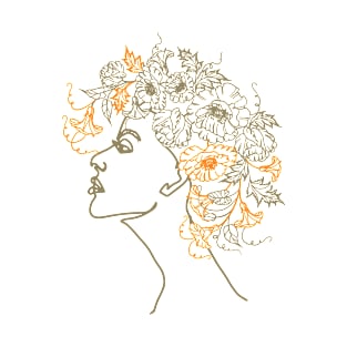 Flowered Woman Head T-Shirt