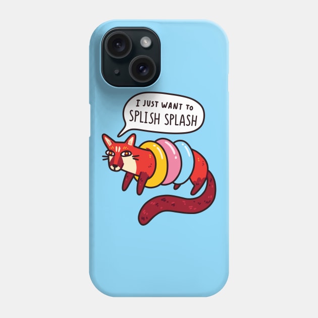 Cute Aquatic Genet With Swim Rings & "I Want To Splish Splash" Typography Phone Case by LydiaLyd