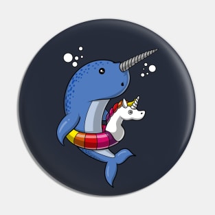 Narwhal Fish Riding Unicorn Float Pin