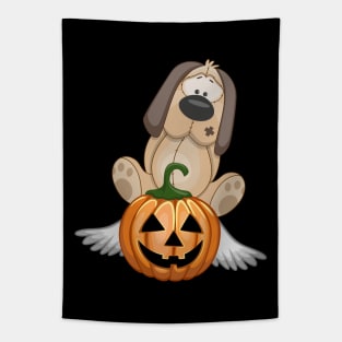 Male Dog on Flying Pumpkin Tapestry