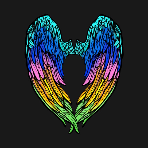 Pastel Rainbow Angels Wings Back Design T-Shirt, Phone Case and Others by SusanaDesigns