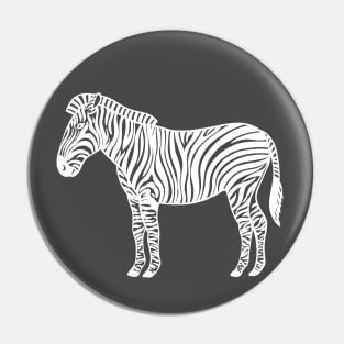 Zebra Ink Art - cool African animal design - on dark grey Pin