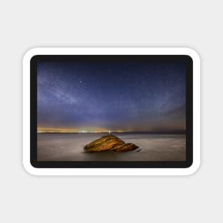 Mumbles Lighthouse at Night Magnet