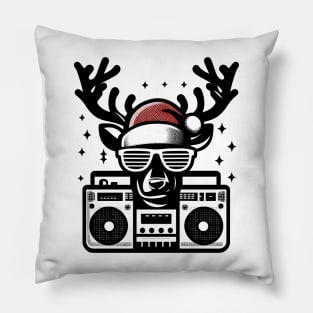 Retro Christmas Reindeer Santa Hat Pillow