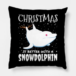 Christmas Is Better With A Snowdolphin - christmas cute snow Dolphin gift Pillow