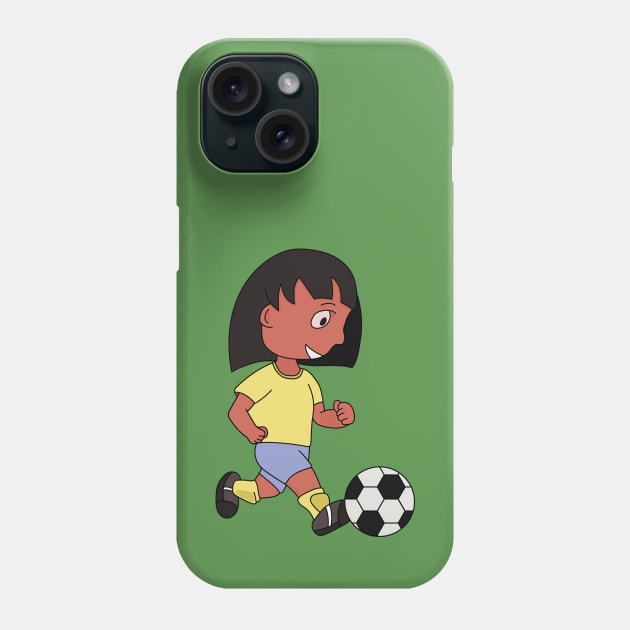 Drawing of a girl playing football Phone Case by DiegoCarvalho