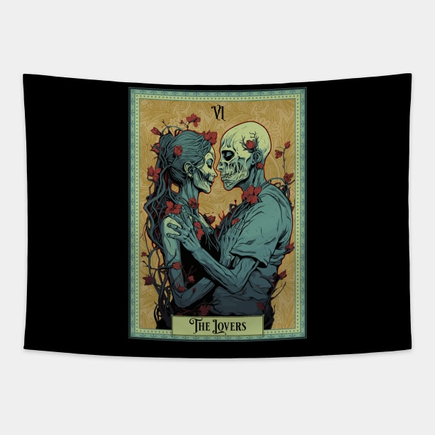 The Lovers Tarot Card - Zombie Edition Tapestry by Atomic Blizzard