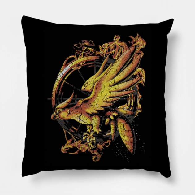 GOLDEN FIRE BIRDS Pillow by Rhasani Tong Go