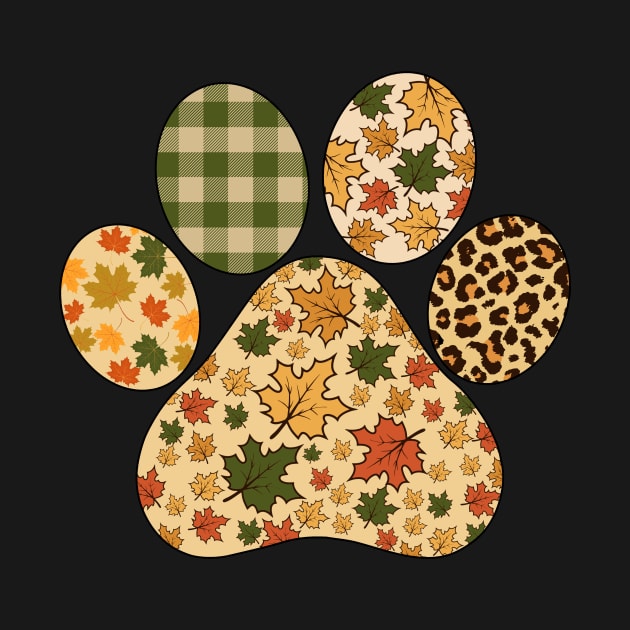 Leopard Thanksgiving Leaves Dog Paw Lover Thanksgiving Women by Jhon Towel