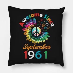 Funny Birthday Quote, Awesome Since September 1961, Retro Birthday Pillow