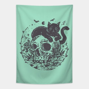 Cat On A Skull. Tapestry